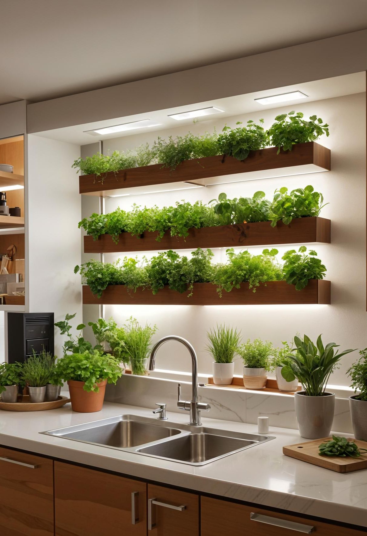 15 Unique Mid Century Modern Kitchen Ideas 45 15. Over-the-Sink Herb Garden-1