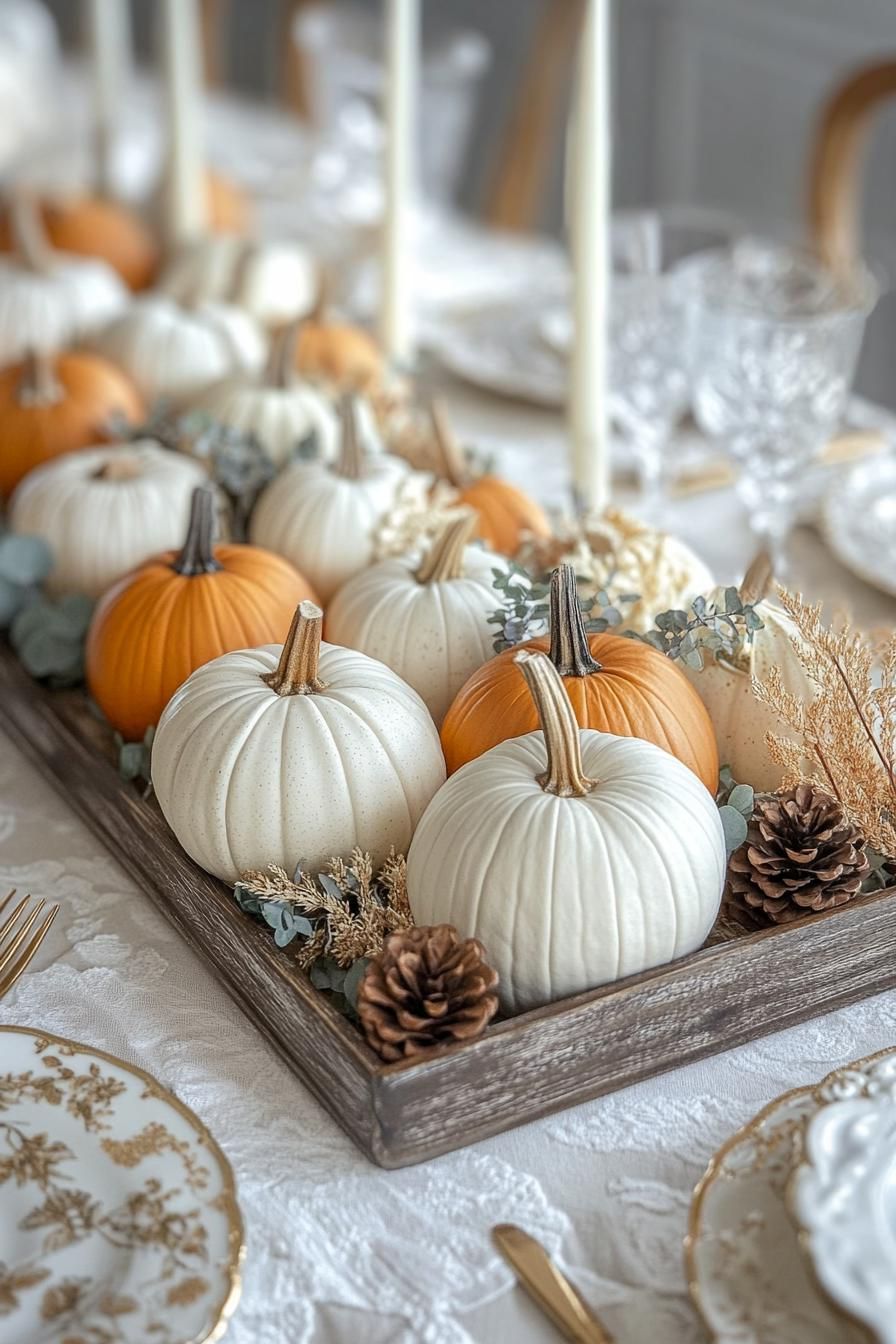15 Cozy Fall Decor Ideas for Your Home 39 15. Rustic Pumpkin Tray Decor Ideas-2