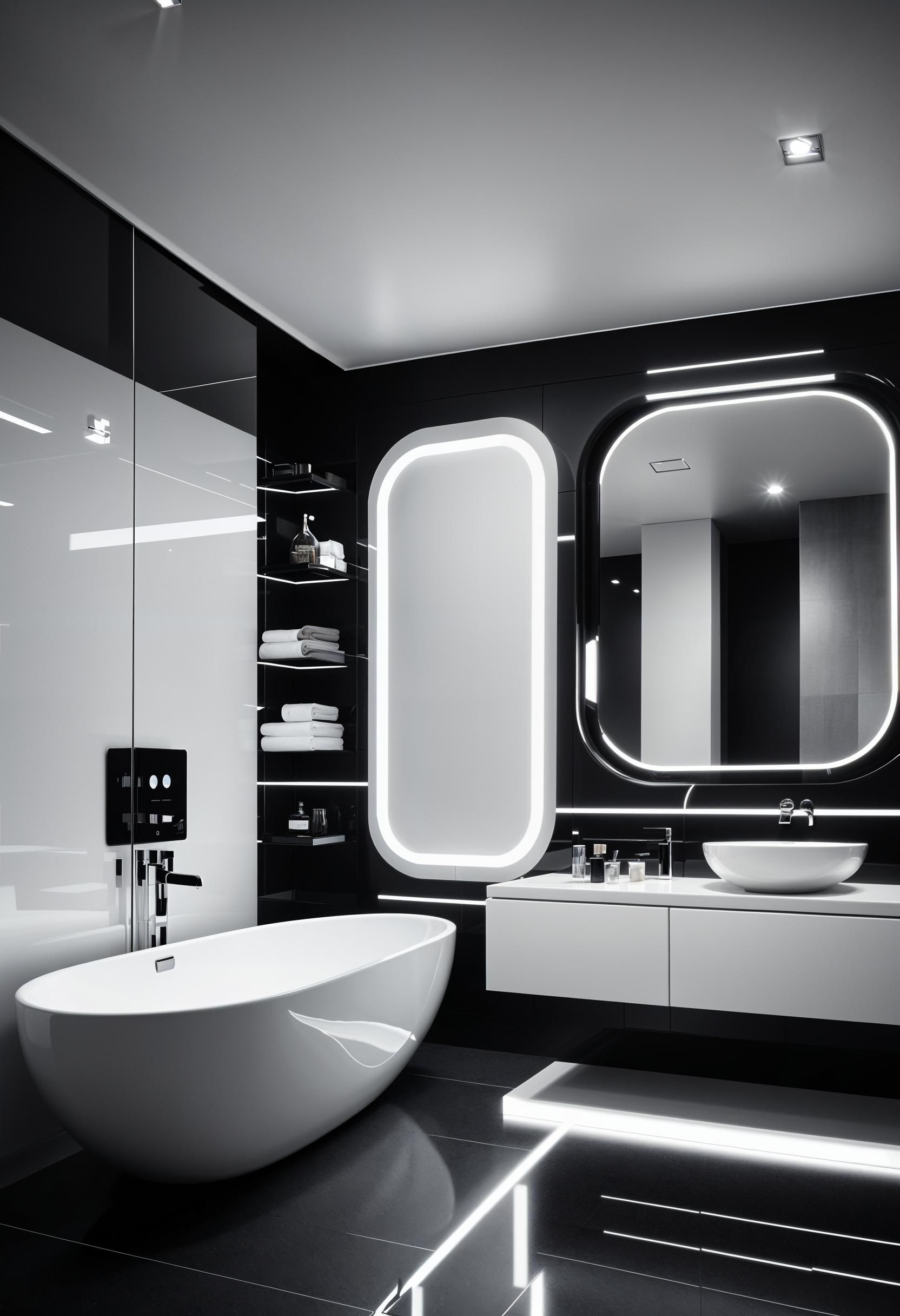 19 Stunning Black and White Bathroom Designs to Inspire You 20 15. Smart tech in monochrome bathroom-0