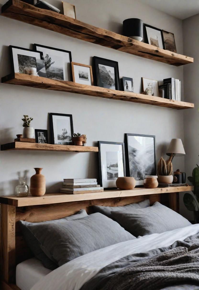 36 Earthy Bedroom Ideas for a Serene Space 55 31. Natural Wood Shelving DIY-0