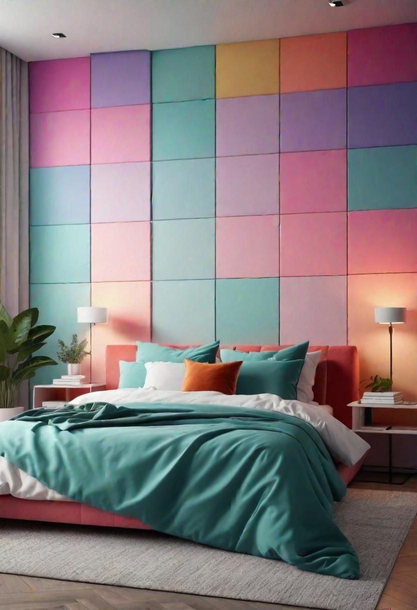 35 Stunning Bedroom Accent Walls For A Cozy Makeover 43 21. Playful Gradient Accent Wall-1