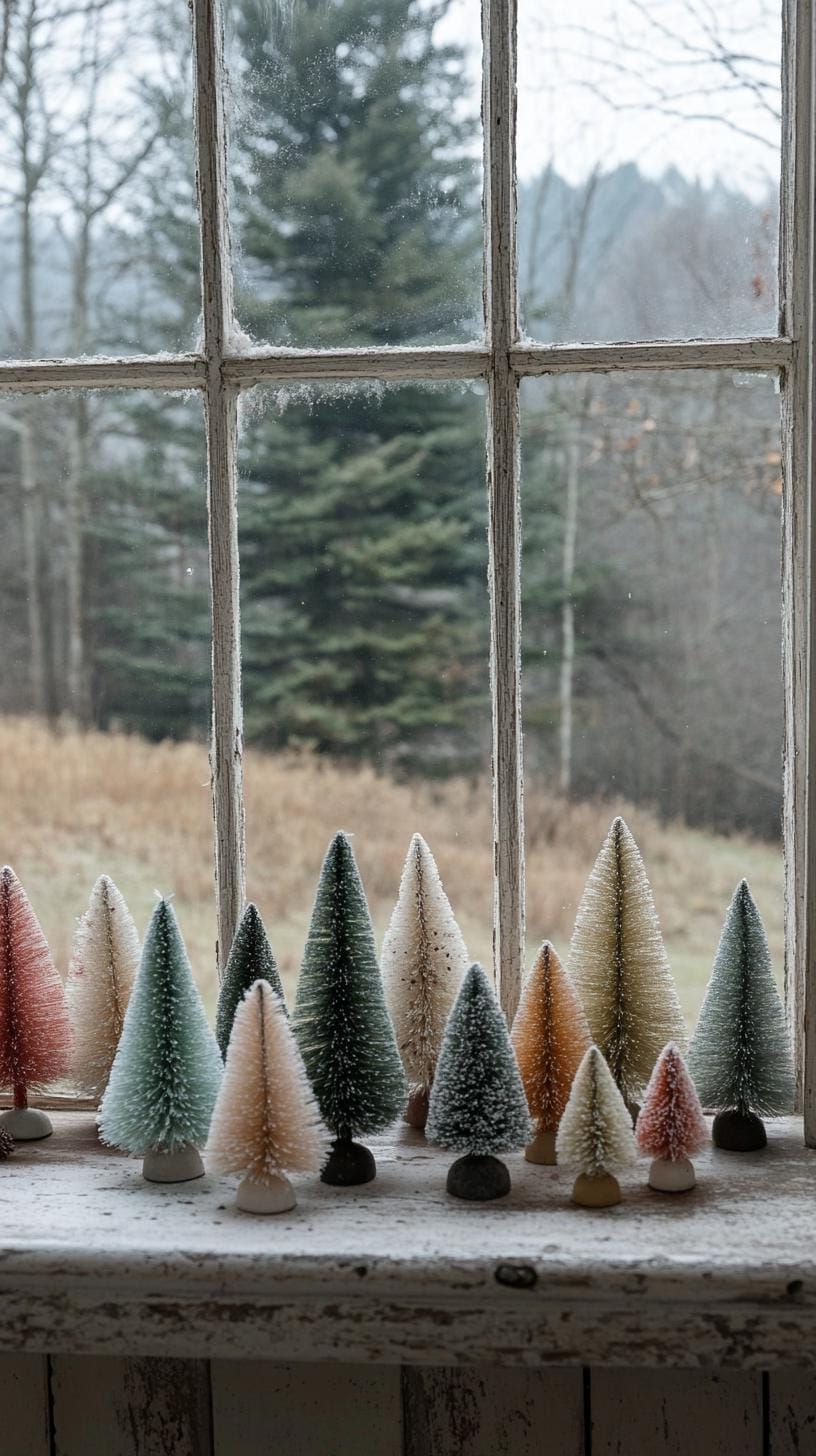 21 Magical Christmas Decor Inspiration for a Cozy Home 47 20. Farmhouse Bottle-Brush Tree Display-0