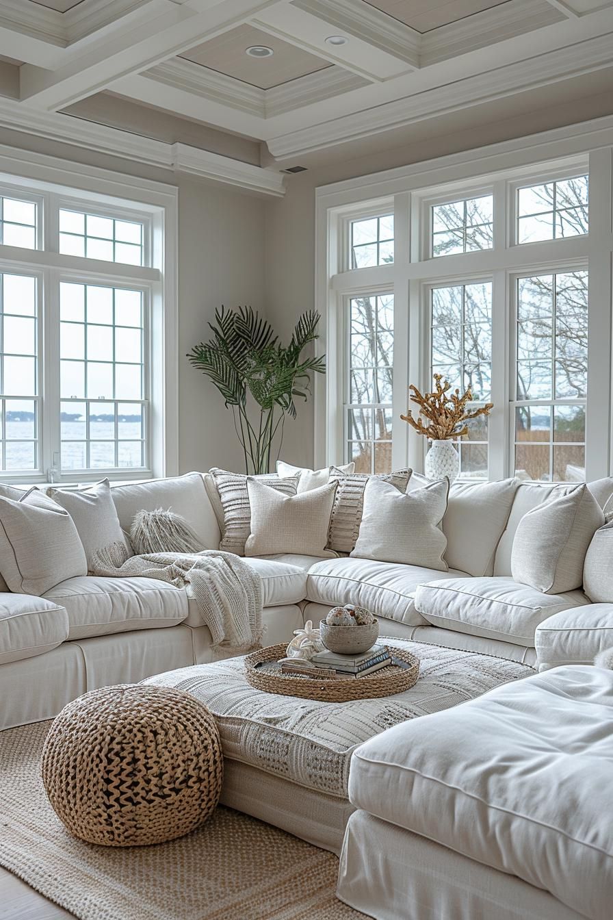 15 Chic Neutral Coastal Living Room Ideas You Will Love 14 5. Seaside Throw Pillow Trends-1