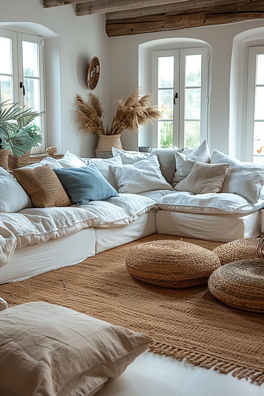 15 Aesthetic Modern Coastal Living Room Ideas 18 6. Coastal Textured Living Room Ideas-1