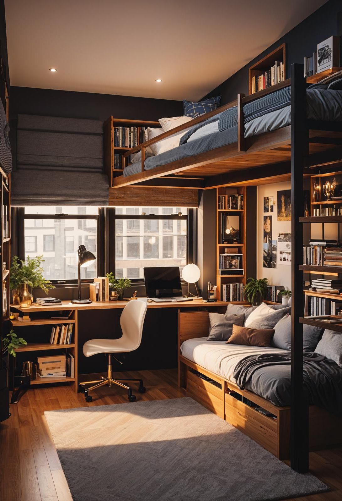 3. Smart Lofted Bed with Study Nook-2