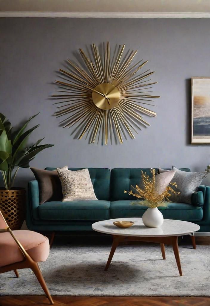 27 Beautiful Mid Century Modern Living Rooms 4 2. Retro Wall Clock-0