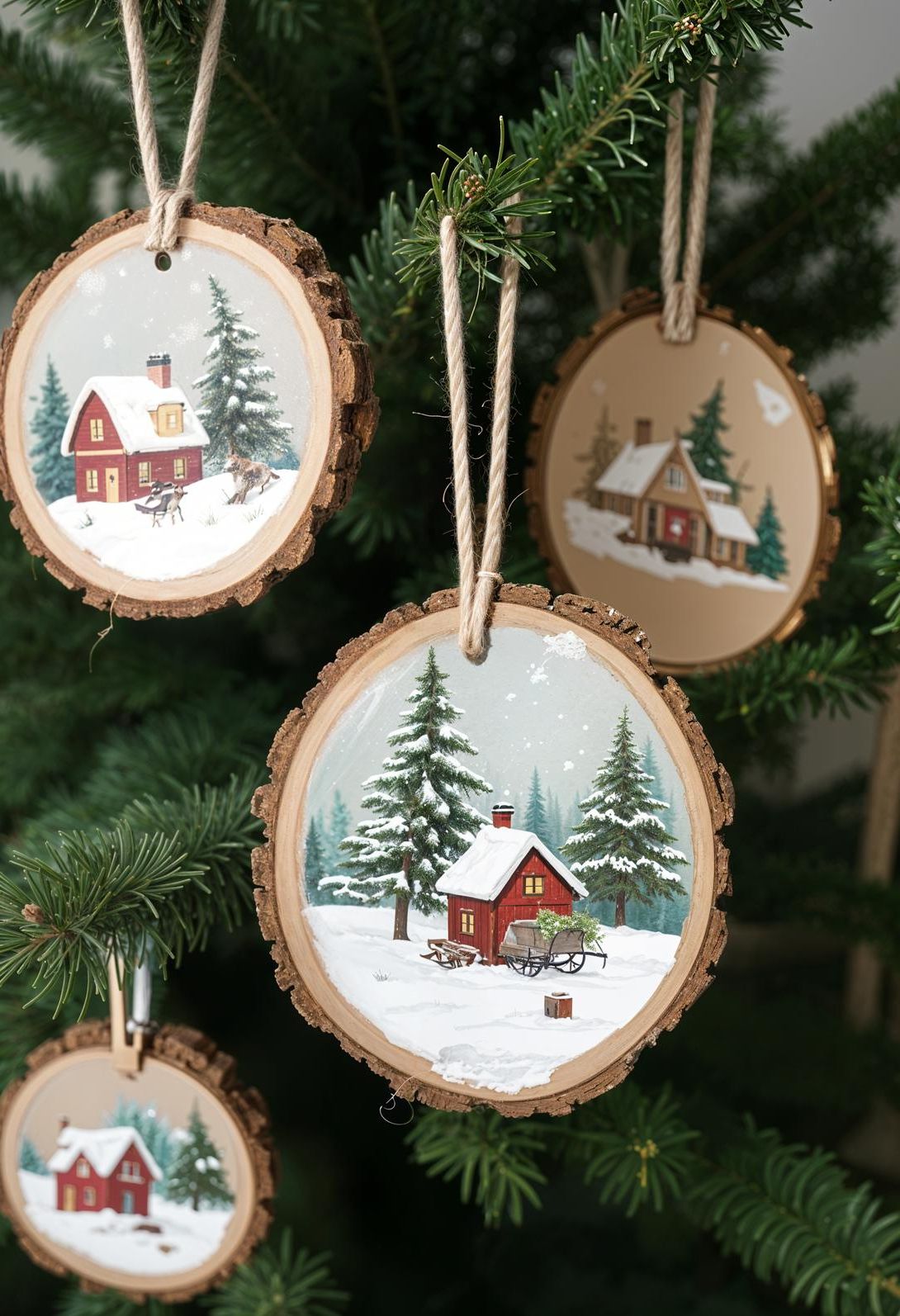 21. Winter Wood Slice Ornaments-1