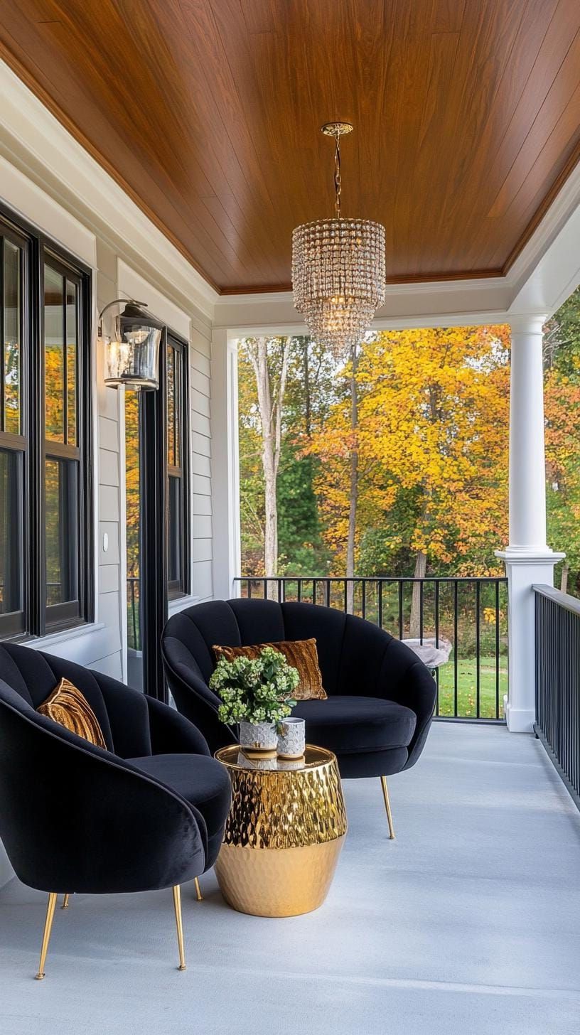 28. Modern glam with metallic touches, velvet textiles, and a luxurious chandelier-3