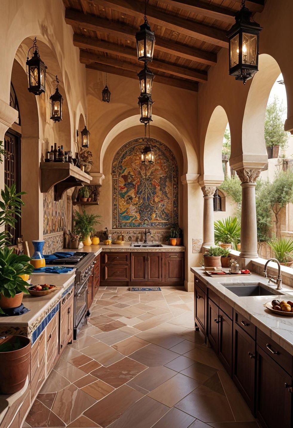 21 Stunning Outdoor Kitchen Patio Ideas (NEW) 33 12. Colorful Moroccan Patio Kitchen-1