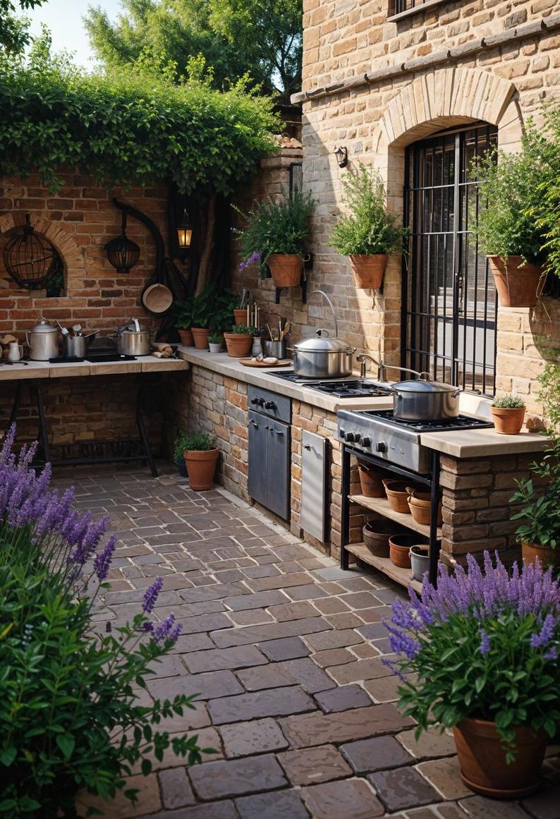 21 Stunning Outdoor Kitchen Patio Ideas (NEW) 44 16. French Countryside Patio Kitchen-2