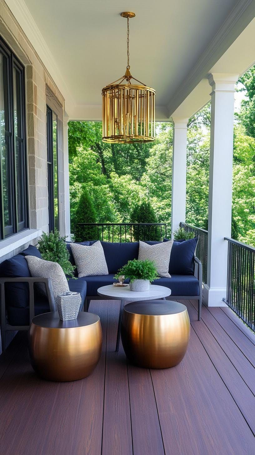 28. Modern glam with metallic touches, velvet textiles, and a luxurious chandelier-1