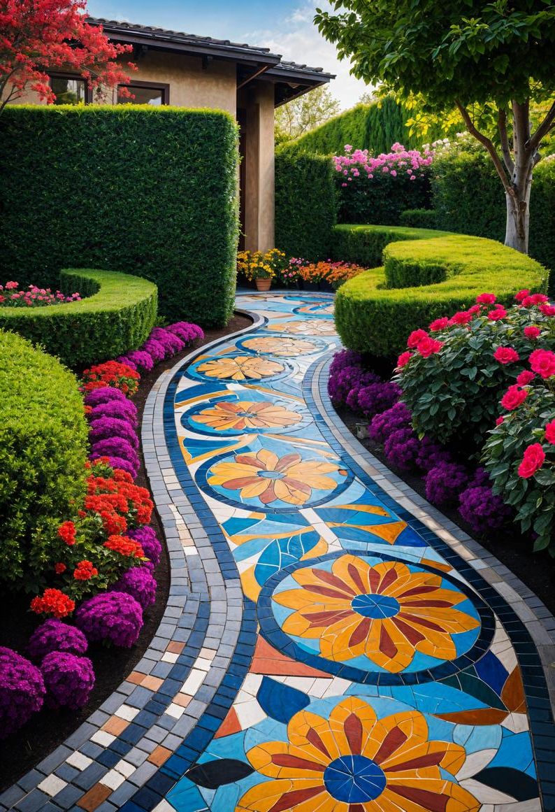 23 Gorgeous Paver Patio Ideas You Must See 10 3. Vibrant Mosaic Paver Inspirations-1