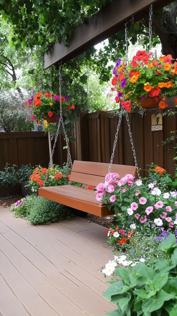 25 Unique Backyard Garden Ideas to Create Your Own Oasis 22 8. Charming Garden Swing Oasis-2