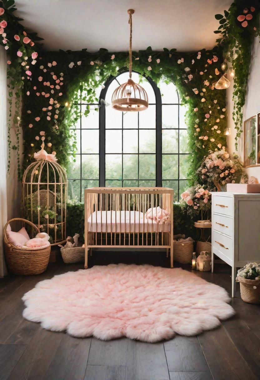 61 Dreamy Nursery Room Inspirations: From Cozy Corners to Whimsical Themes 13 7. Enchanted Garden Hideaway-0