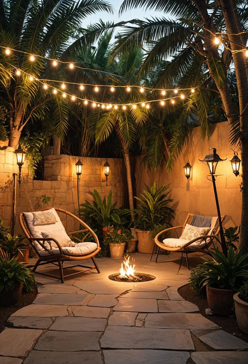 21 Small Flagstone Patio Ideas You’ll Love 58 21. Tropical Oasis Patio Retreat-1