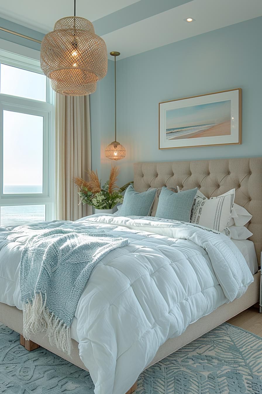 15 Aesthetic Coastal Bedroom Ideas For A Dreamy Retreat 28 12. Soft Pastel Linen Bedding Trends-2