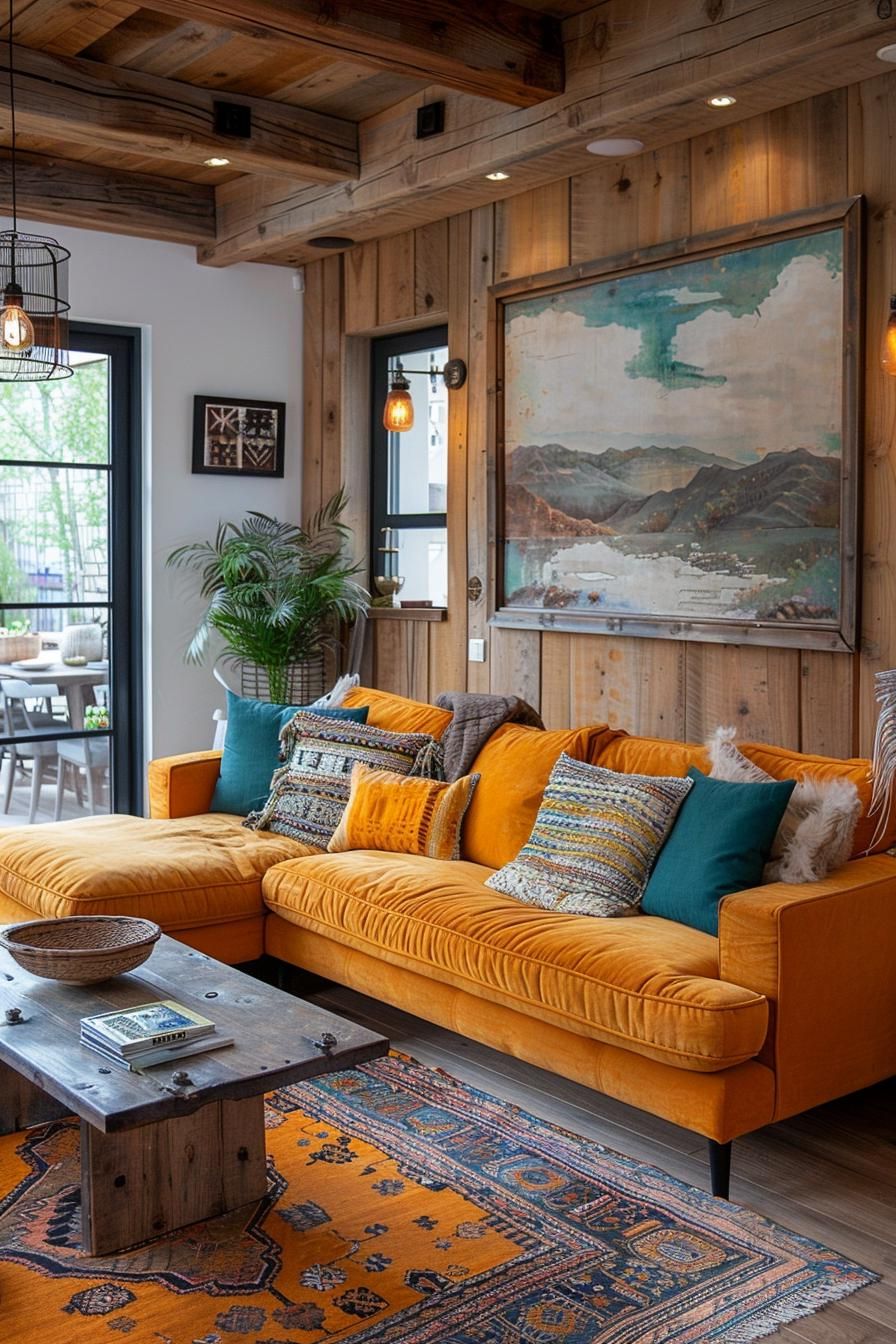 19 Gorgeous Boho Mid-Century Modern Living Room 21 8. Rustic meets mid-century modern-0