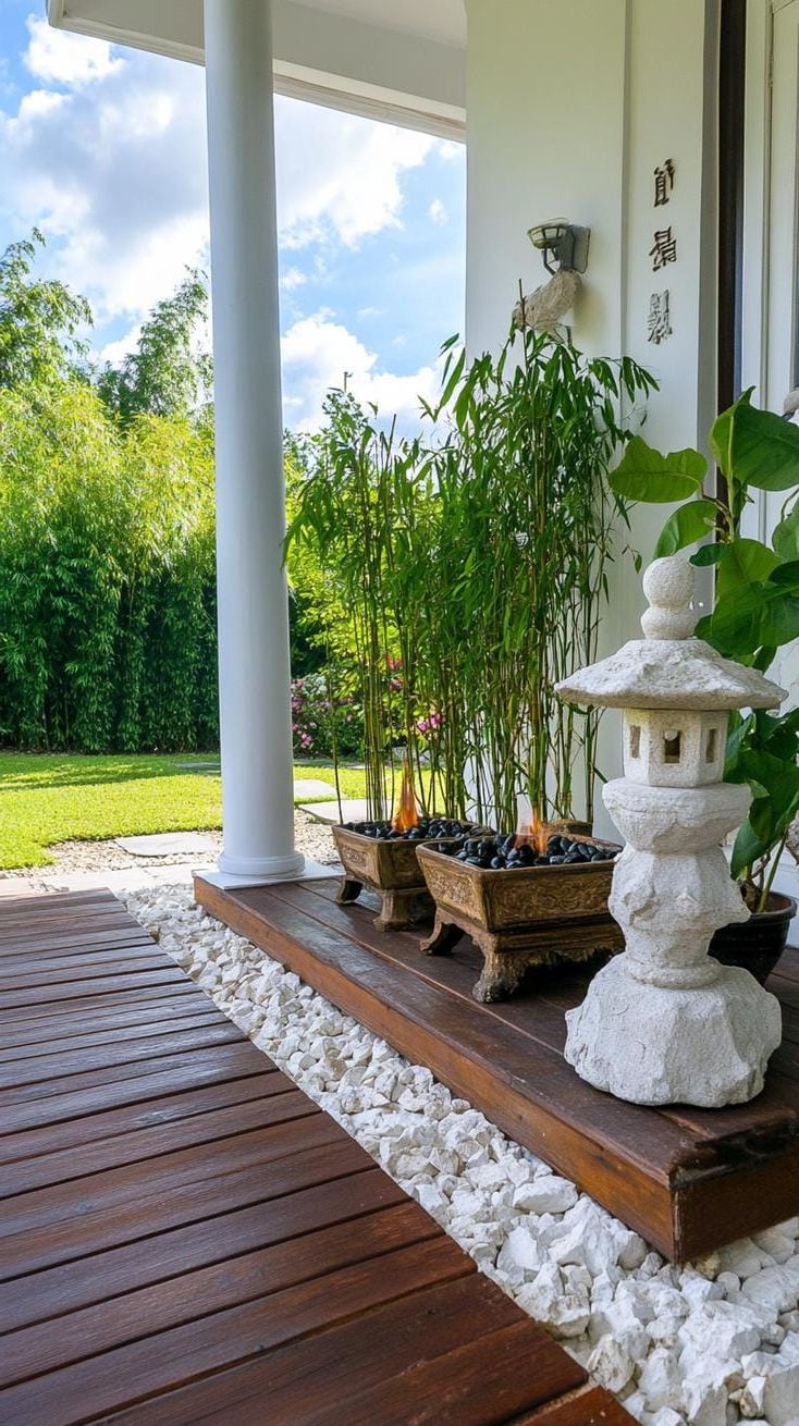 22. Asian fusion with bamboo plants, Zen stones, and low seating arrangements-2