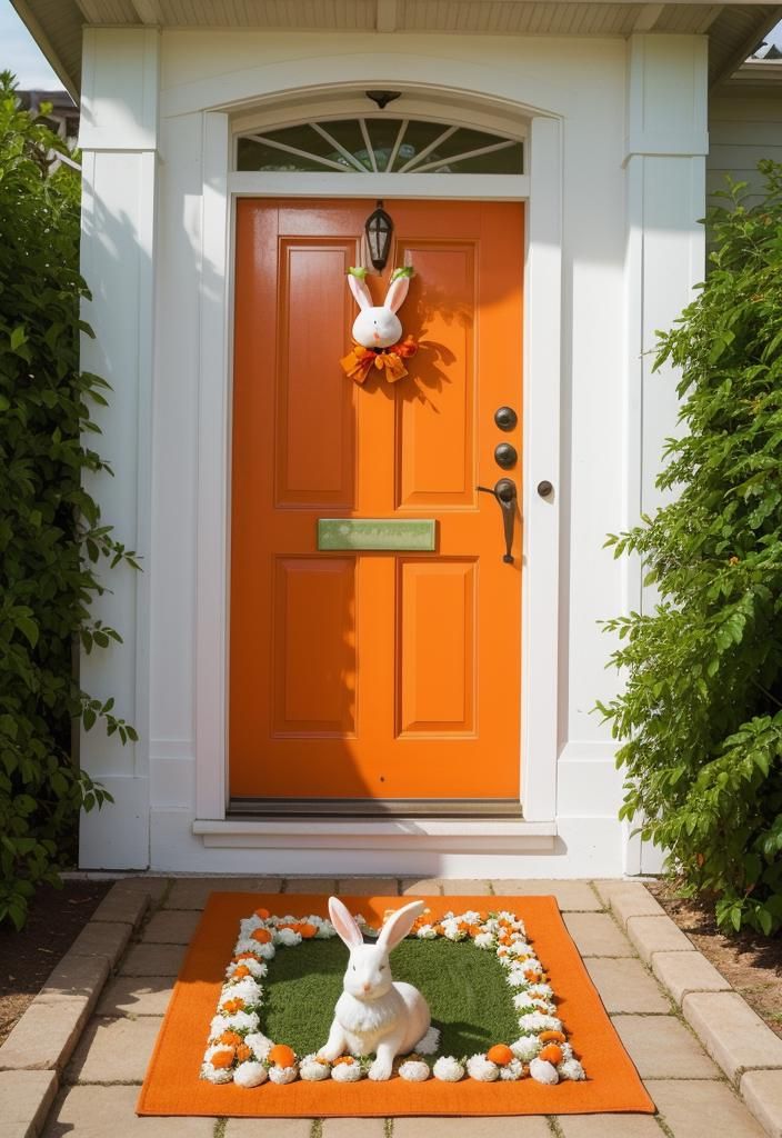 25 Enchanting Easter Decorations for Your Home: Creative Touches 34 20. Carrot Patch Welcome Mat-1