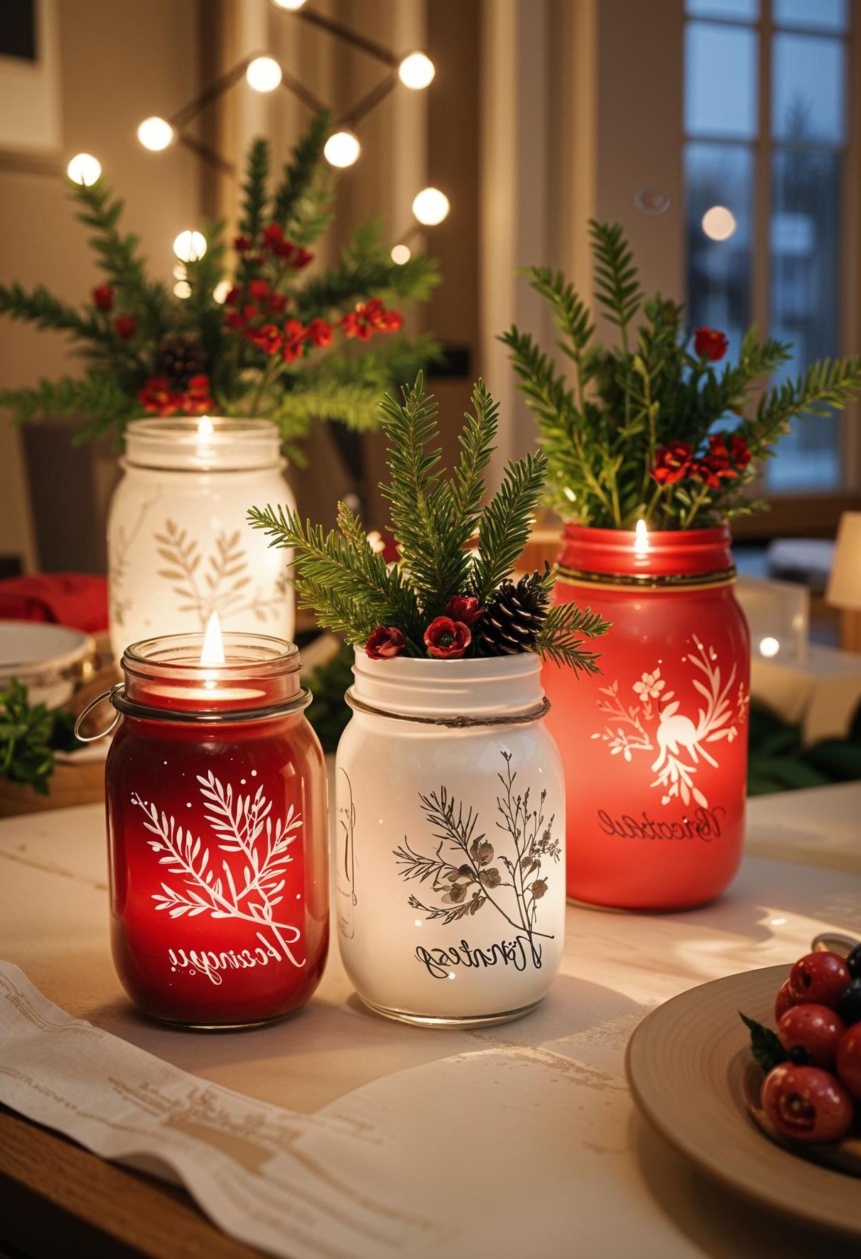 9. Festive Hand-Painted Mason Jar Centerpieces-1