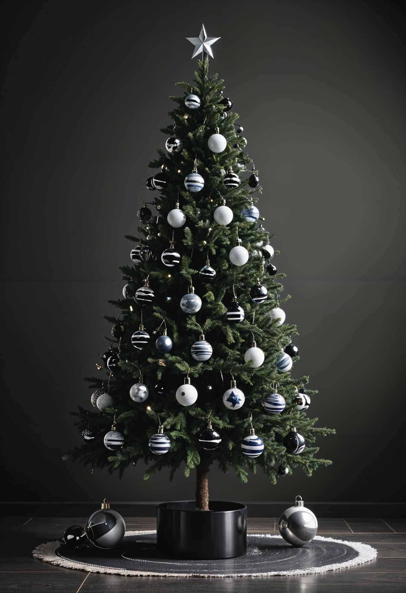 15 Modern Christmas Decor Ideas For 2025 5 1. Sleek Monochrome Christmas Tree Ideas-2