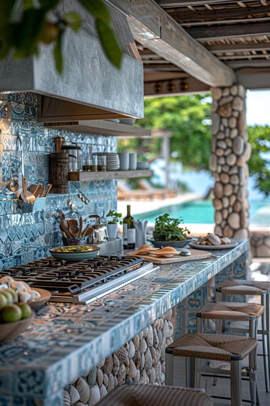 21 Stunning Outdoor Kitchen Patio Ideas (NEW) 16 6. Seaside-Inspired Outdoor Kitchen Oasis-1