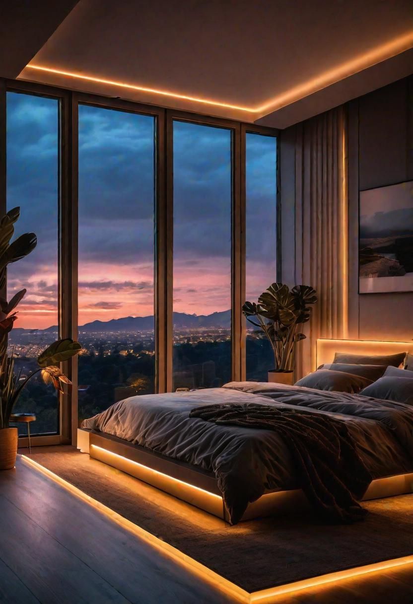 Glow Up Your Bedroom: 33 Chic and Cozy LED Aesthetic Ideas 18 16. Cozy Window Frame Mood Lighting-0