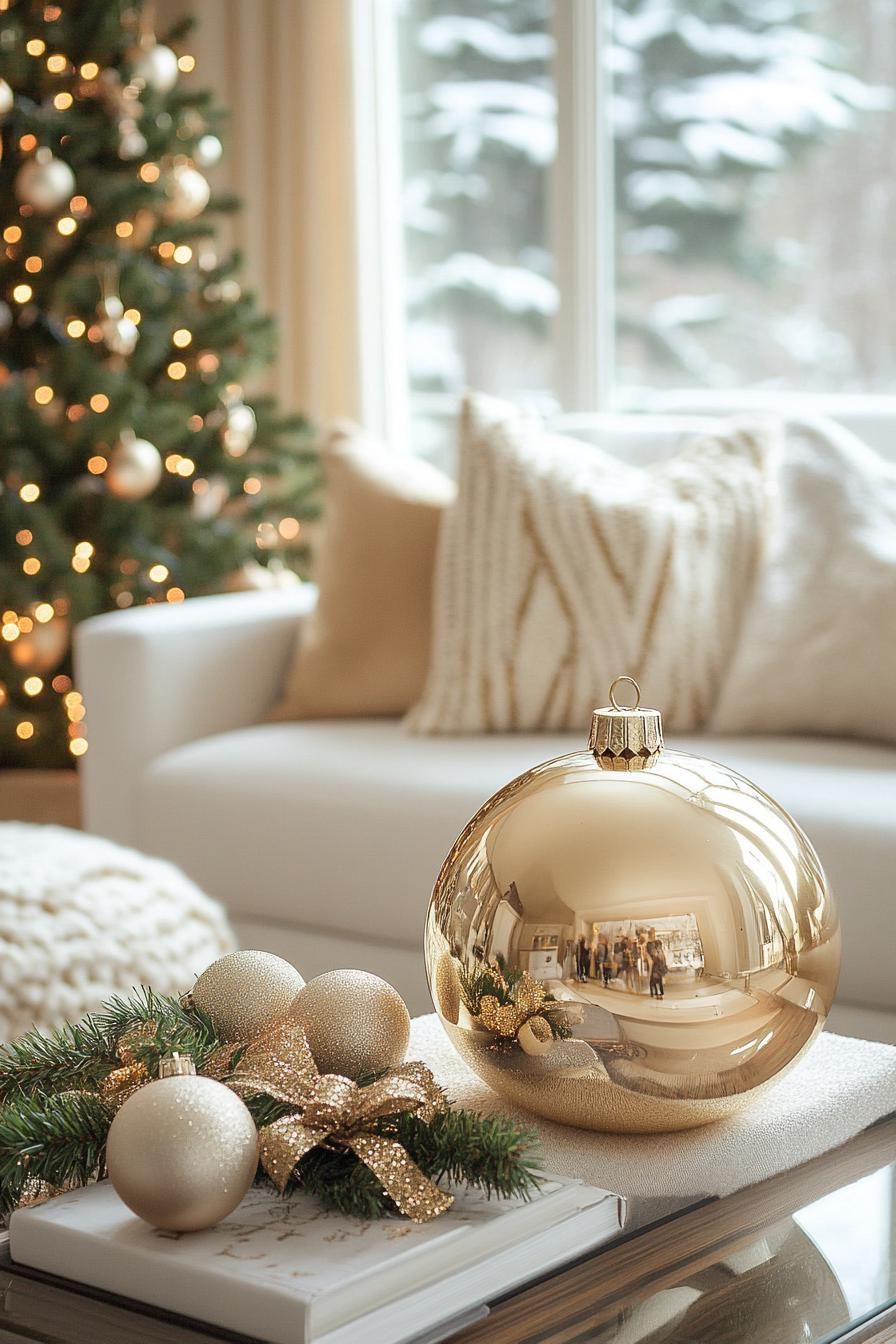 20 Minimalist Christmas Decor Ideas You’ll Love in 2025 37 15. Statement Piece Coffee Table Ornament-1