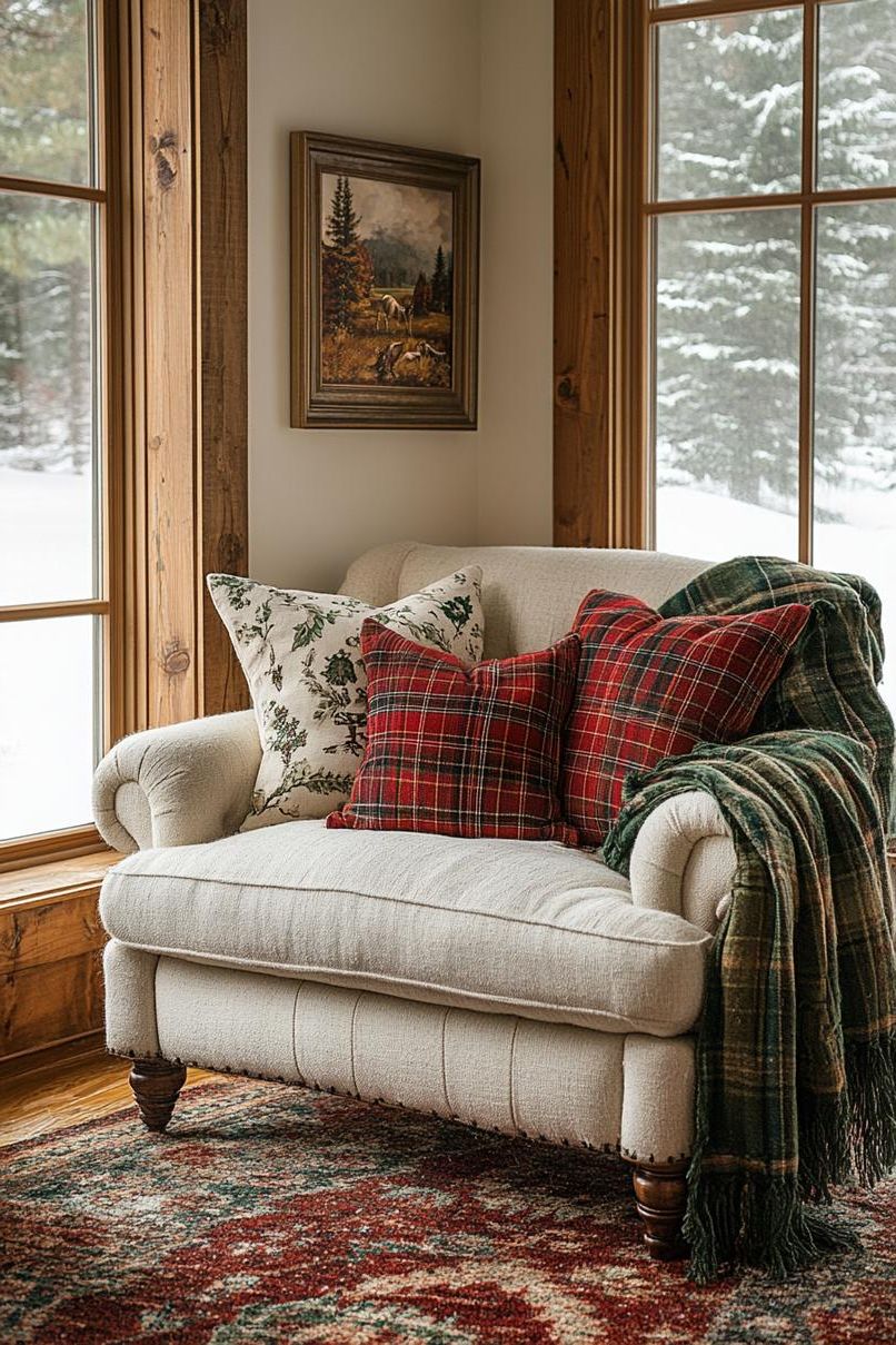 2. Festive Plaid Throws & Pillows-1