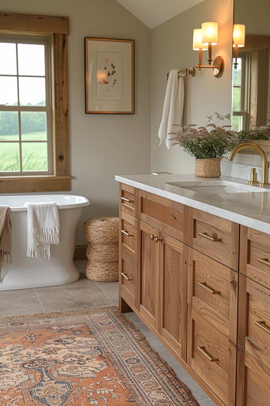 15 Chic Mid Century Modern Bathroom Ideas For Timeless Elegance 8 2. Vintage-Inspired Bathroom Vanity Installation-2