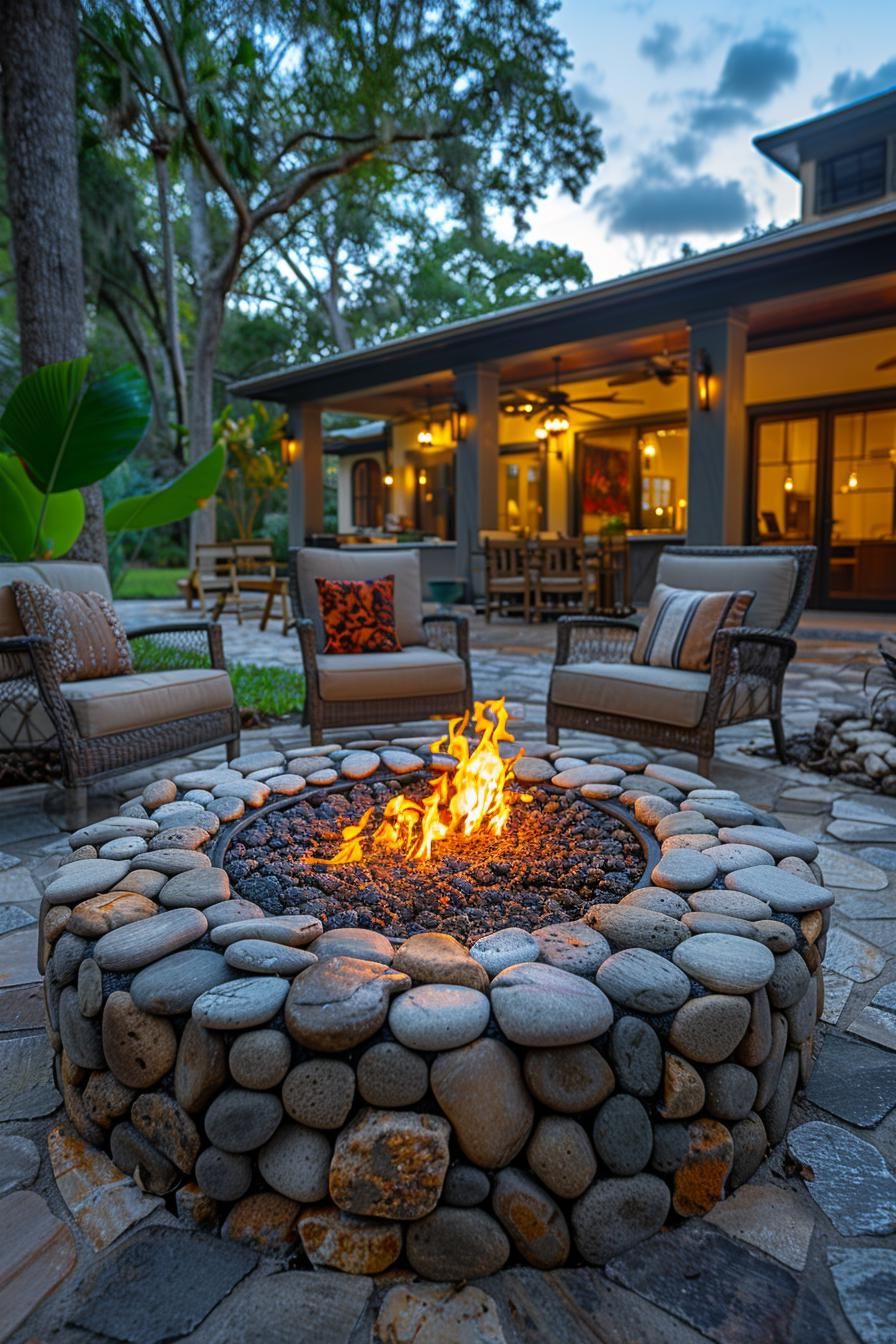 15. Pebble Mosaic In-Ground Fire Pit-1