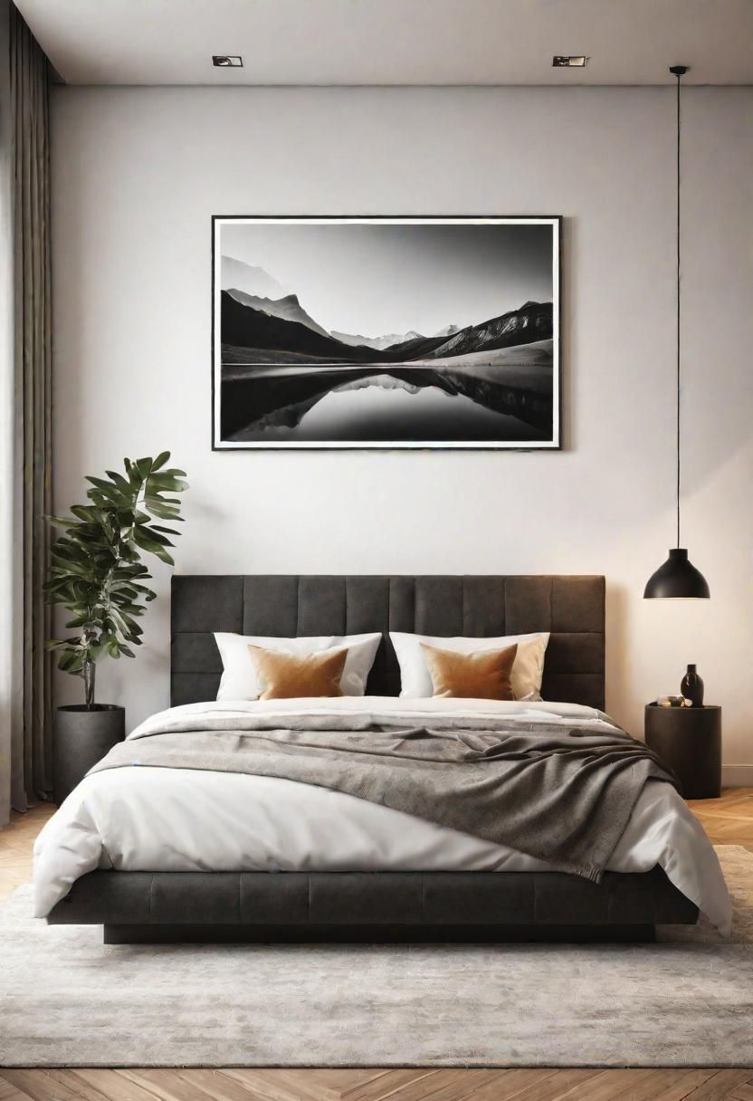 21 Serene Minimalist Bedroom Ideas For 2025 11 9. Statement Art in Minimal Bedroom-0