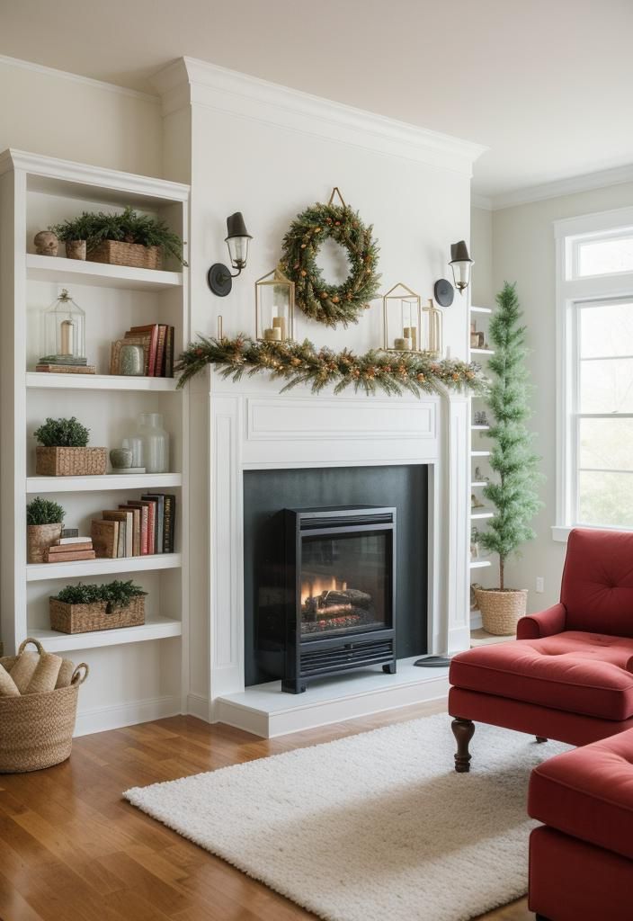 21 Elegant Built-In Shelves Ideas for the Living Room 31 21. Seasonal Fabric Backdrop Shelving Units-0