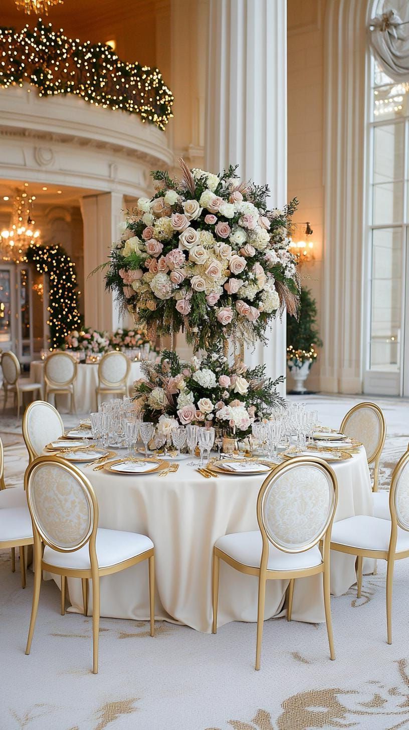 20. Luxurious Gold and Cream Christmas Table with Statement Centerpiece-0