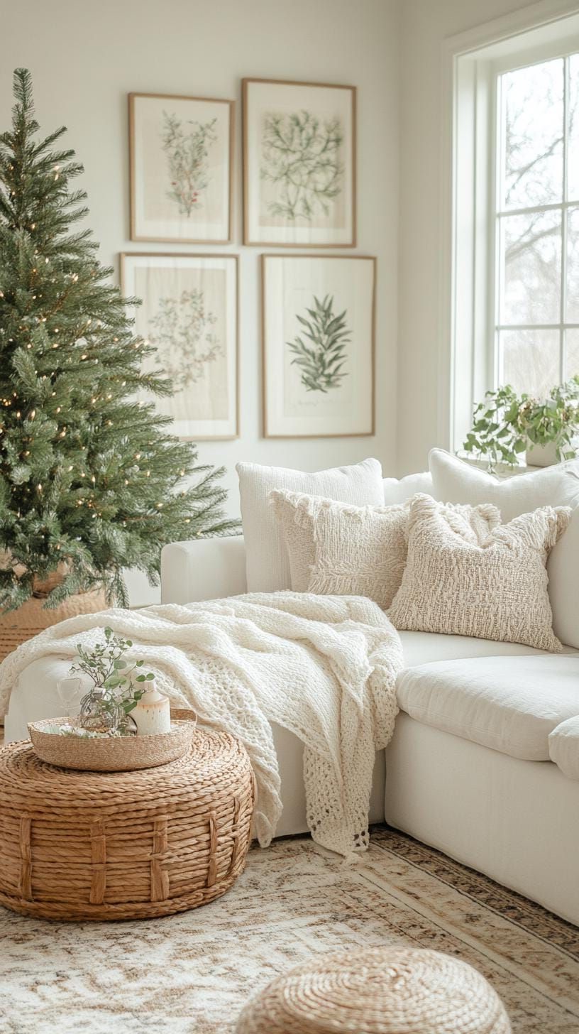21 Magical Christmas Decor Inspiration for a Cozy Home 40 16. Festive White-Washed Living Room-2
