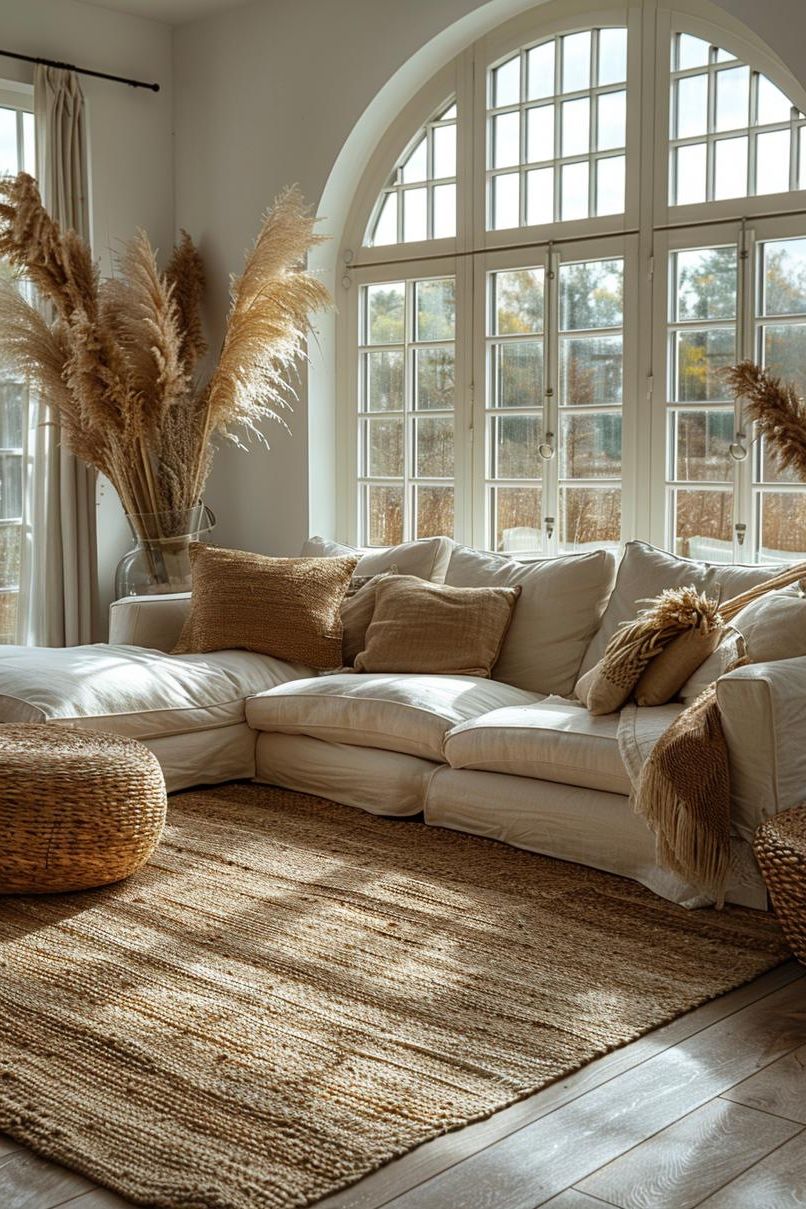 15 Chic Neutral Coastal Living Room Ideas You Will Love 26 11. Coastal Sisal Rug Inspiration-0
