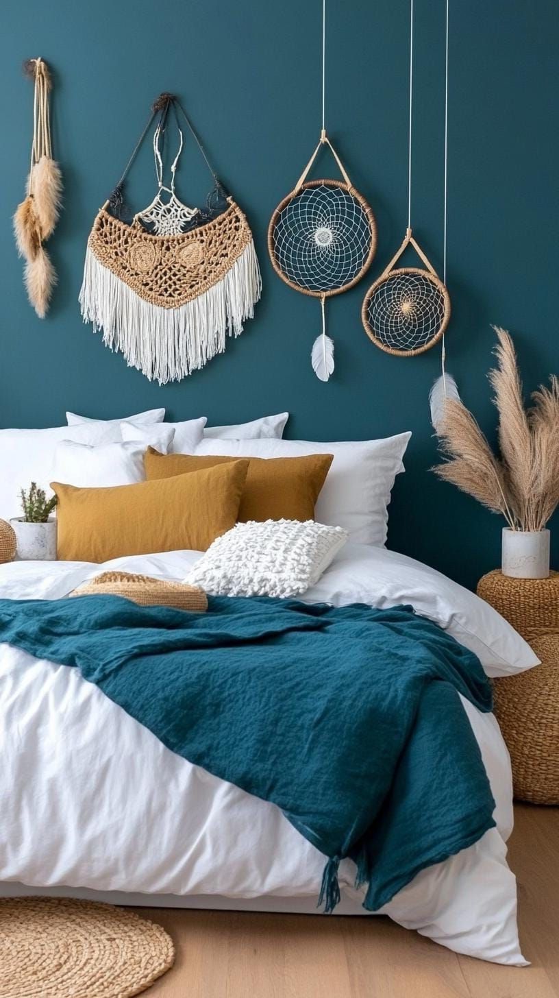 16. Minimalist wall decor with dreamcatchers and antique art-0