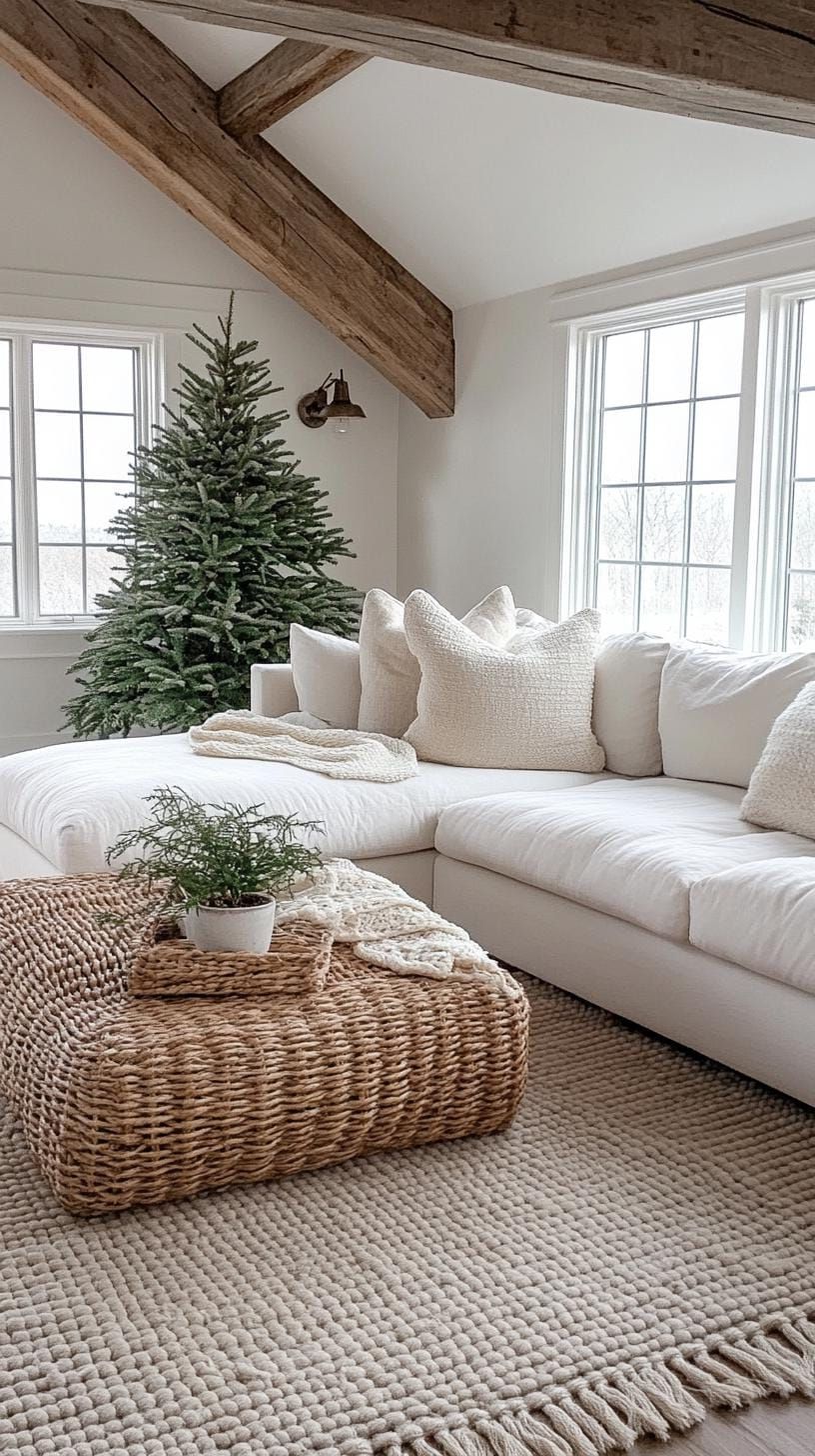 21 Magical Christmas Decor Inspiration for a Cozy Home 38 16. Festive White-Washed Living Room-0