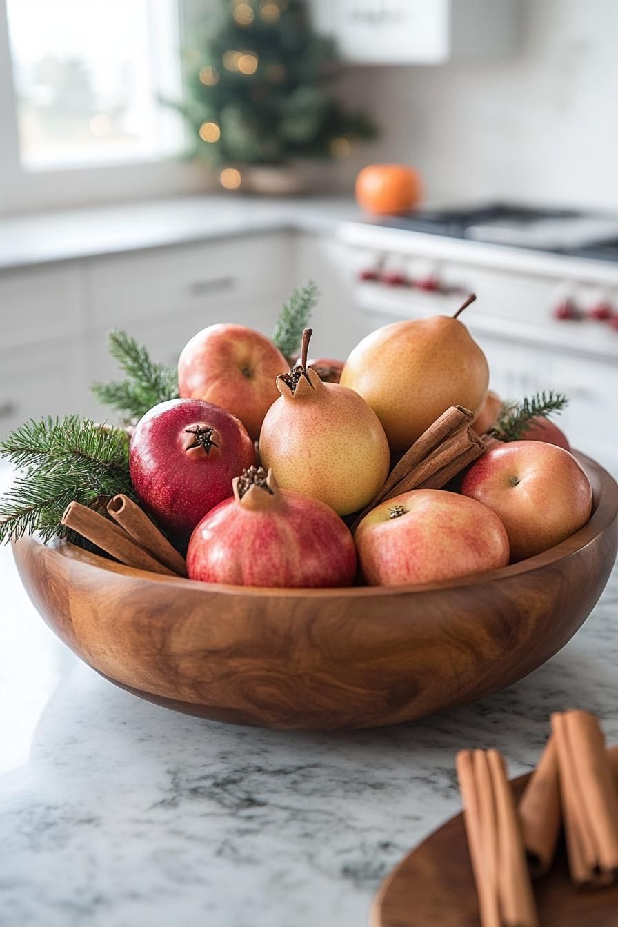 15 Cozy Fall Decor Ideas for Your Home 24 8. Seasonal Fruit in Wood Bowl-1