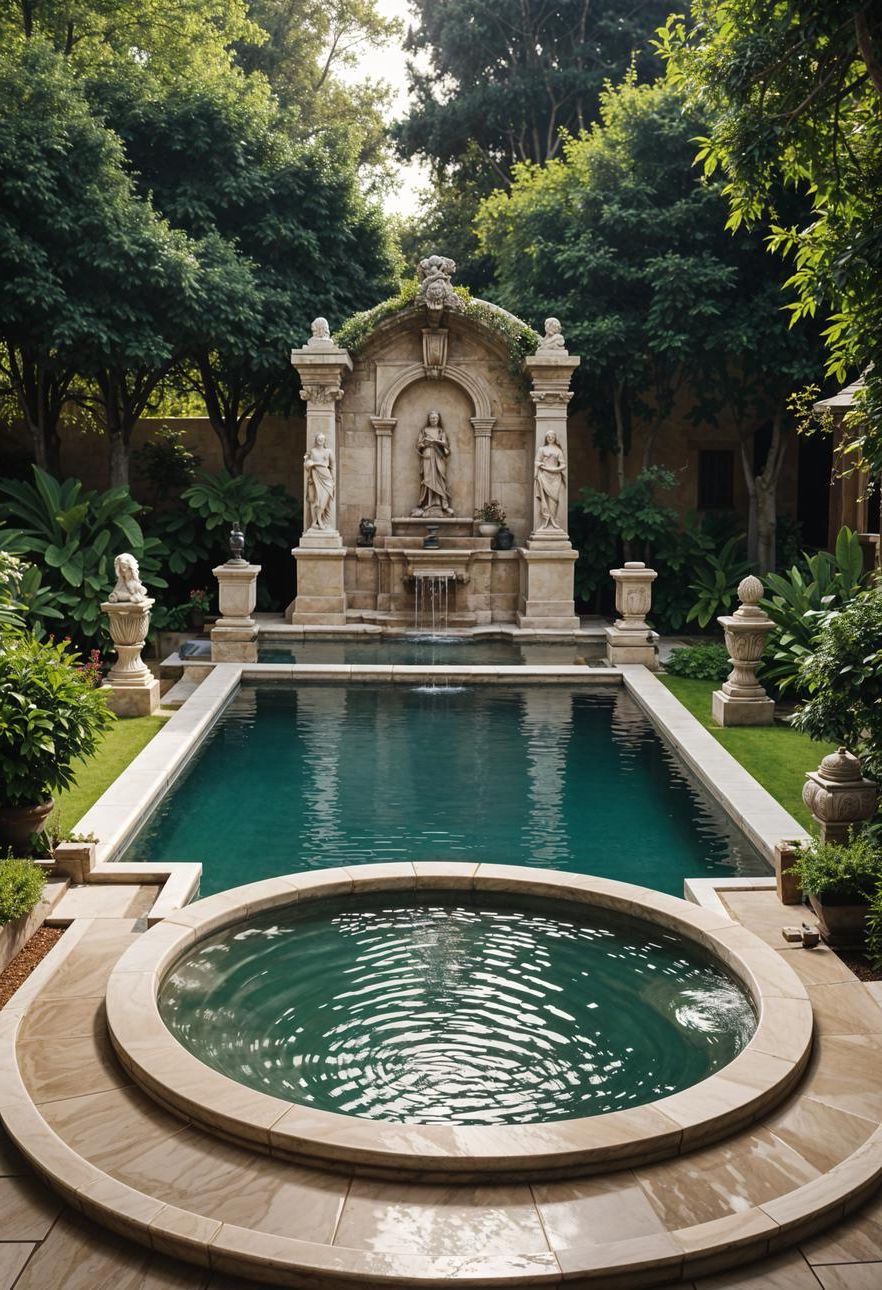 21 Stunning Small Pool Design Ideas For Tiny Backyards 36 13. Elegant Roman Bath Pool Design-2