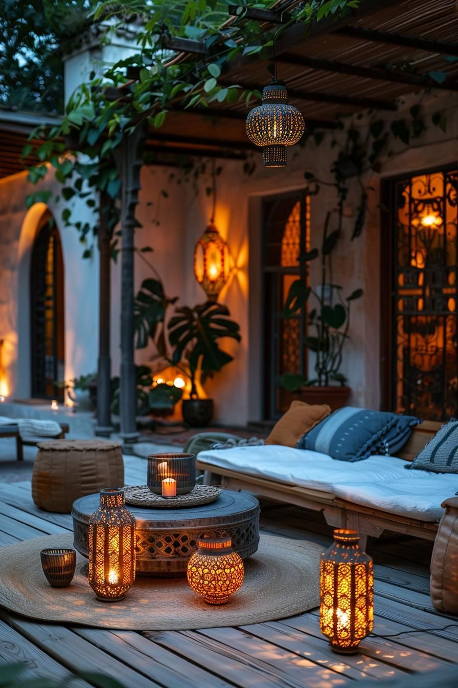 15 Chic Boho Patio Ideas You’ll Love 14 6. Exquisite Moroccan Lanterns for Boho Patio-0