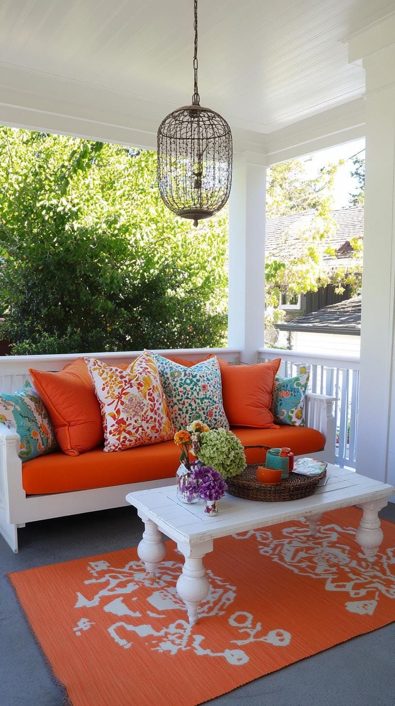 29. Retro funky vibe using bold prints, vintage furniture, and giant floor pillows-2