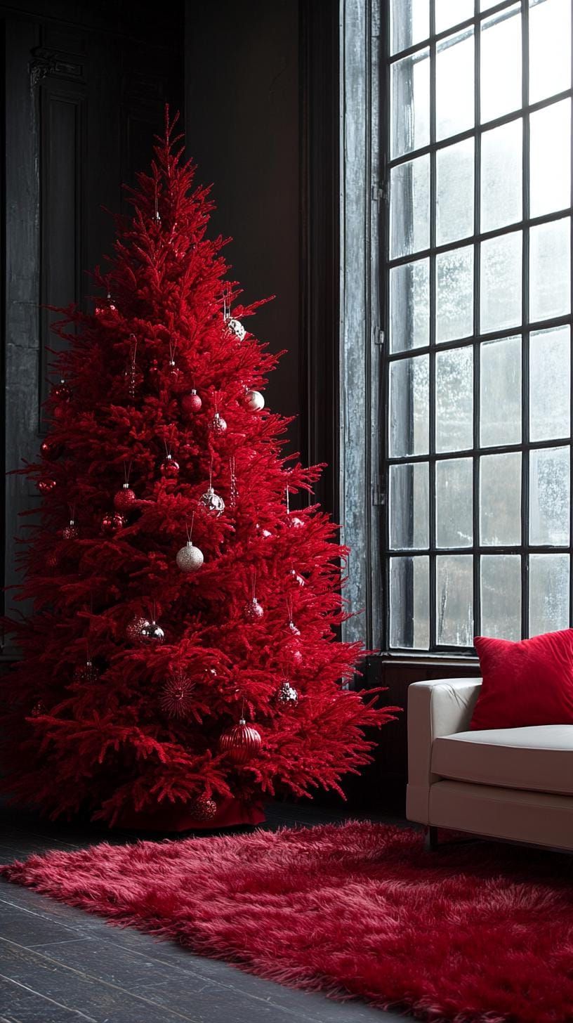 21 Magical Christmas Decor Inspiration for a Cozy Home 37 15. Contemporary Red Tree Decor Ideas-2
