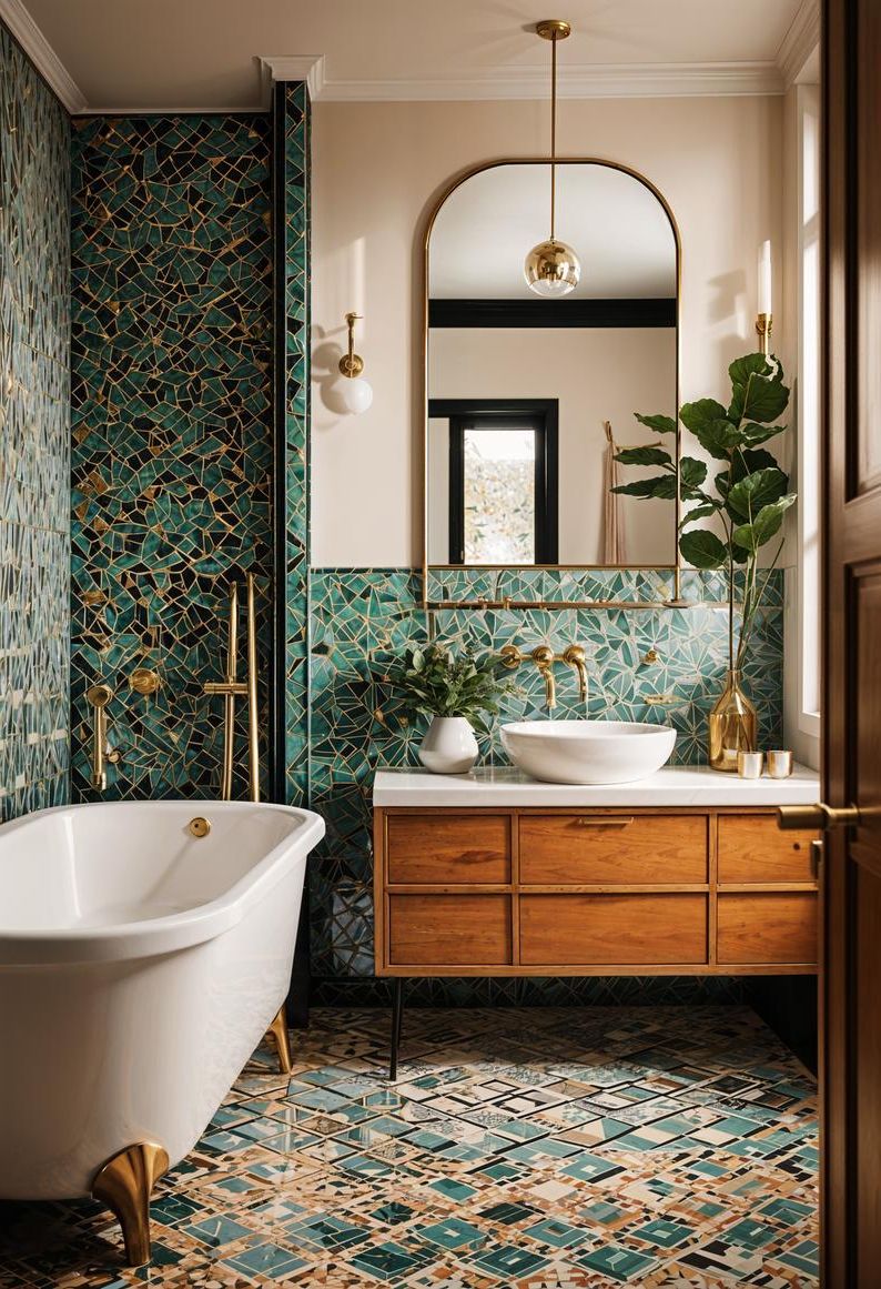 3. Vintage Charm in Geometric Bathroom-0