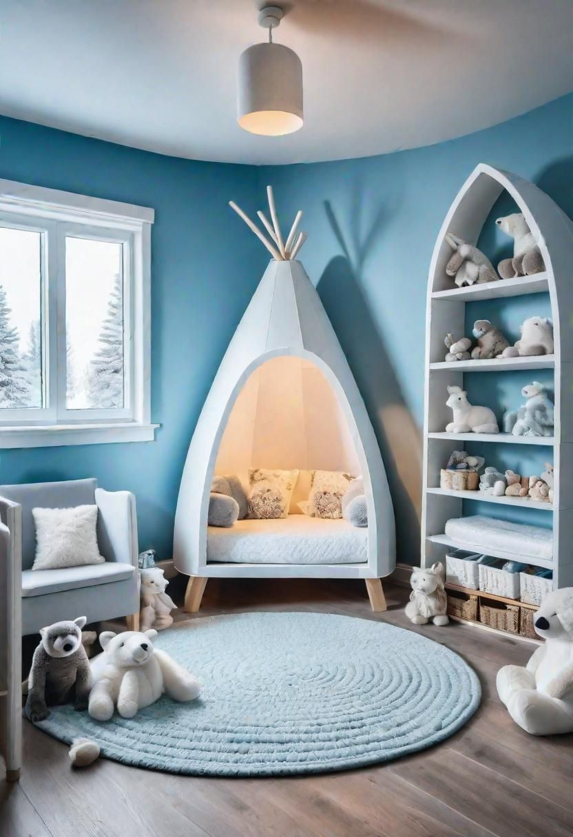 61 Dreamy Nursery Room Inspirations: From Cozy Corners to Whimsical Themes 37 21. Arctic Animal Igloo Nursery Ideas-1