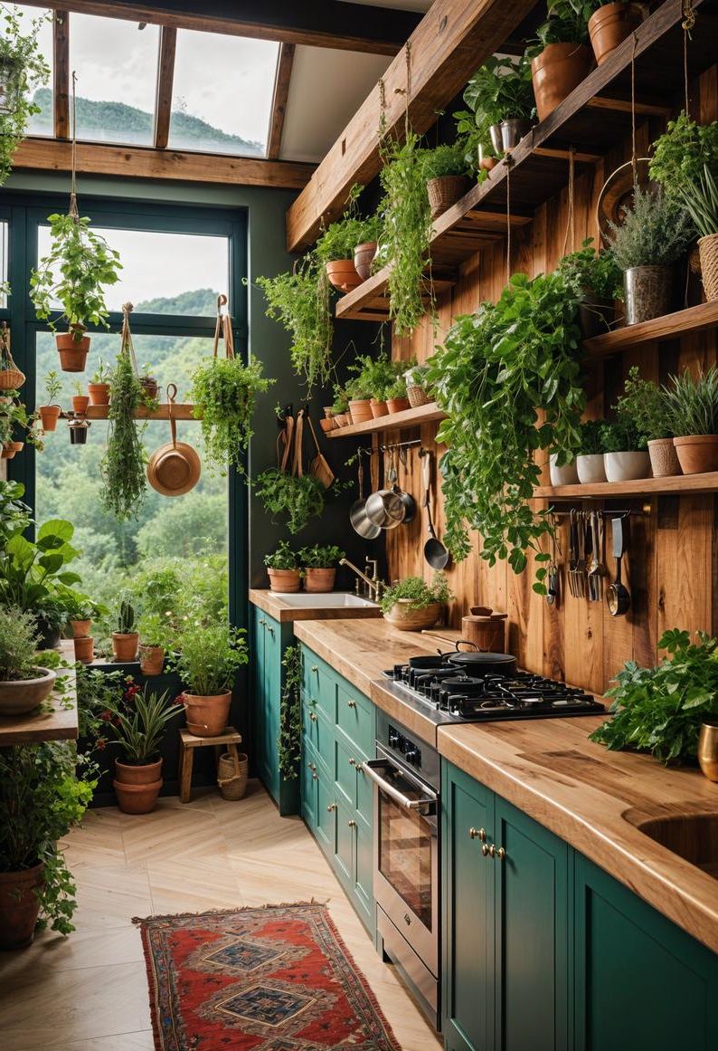 27 Stunning Boho Kitchen Designs That Will Inspire You 20 12. Boho Botanical Kitchen Decor-0