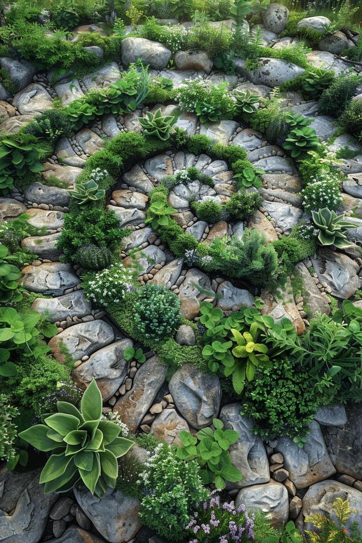 23 Enchanting Ideas for Your Spiritual Garden Sanctuary 19 11. Rock Spiral Herb Garden Oasis-1