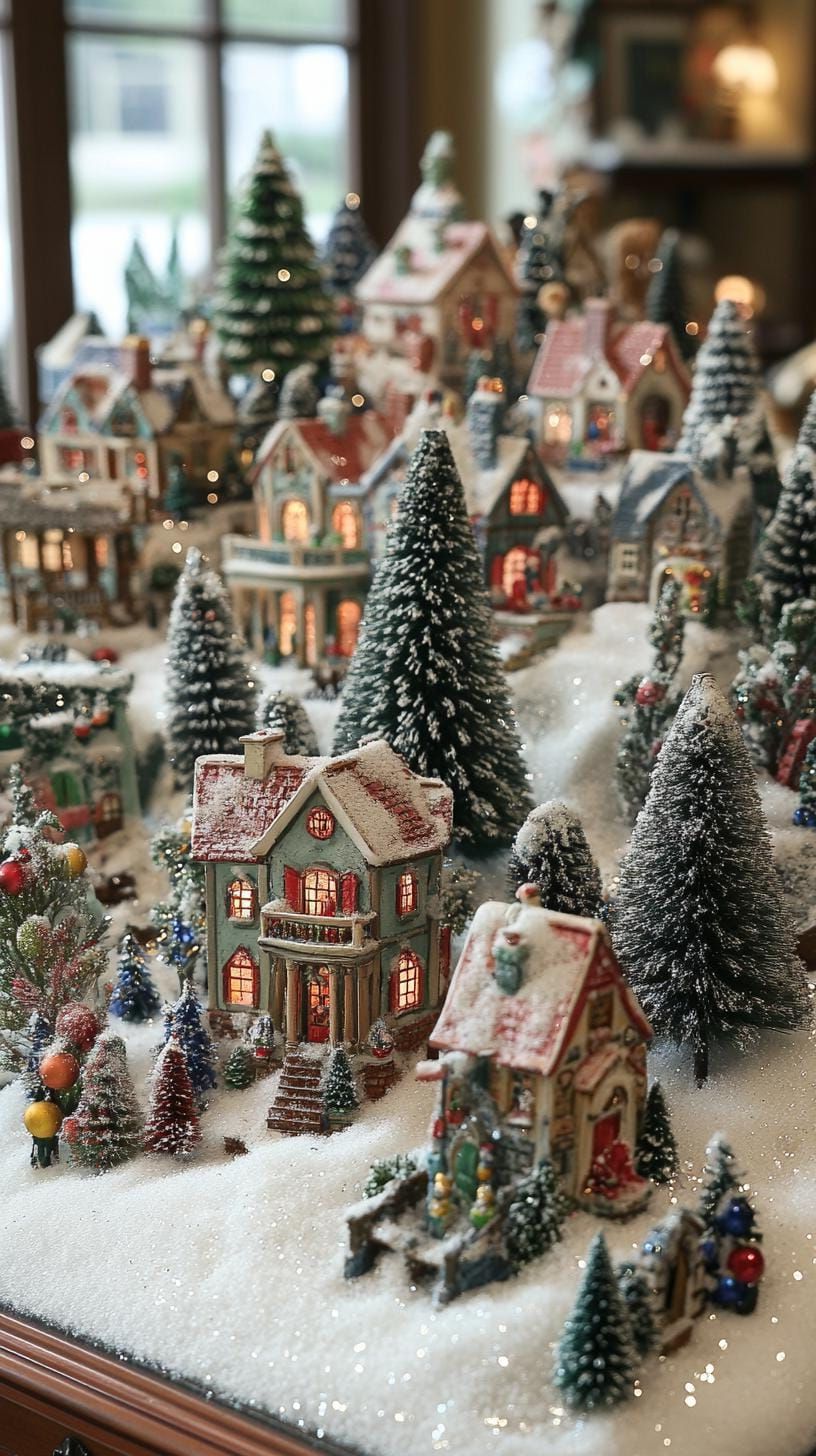 21 Magical Christmas Decor Inspiration for a Cozy Home 8 3. Winter Wonderland Bottle-Brush Village-0