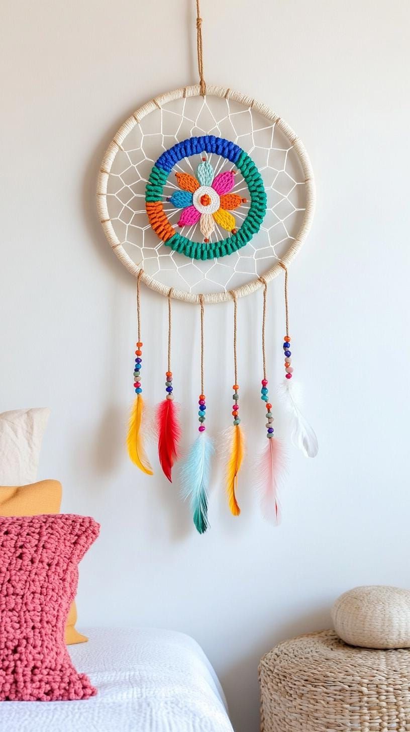 15 Unique Boho Bedroom Decor Ideas You Need To See 3 1. Boho DIY Dreamcatcher Decoration-0