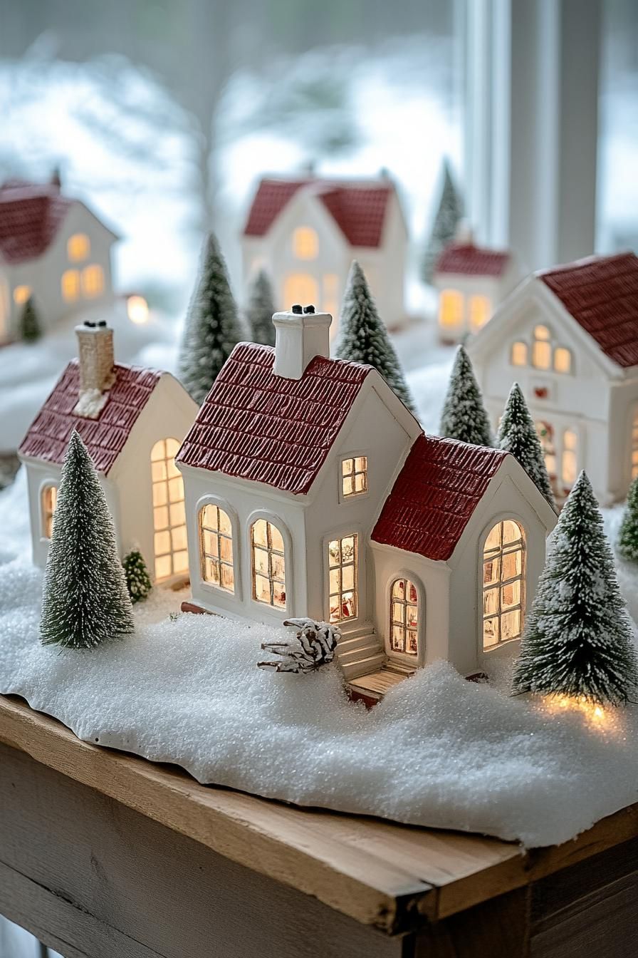 15. Christmas Village: White & Red-0